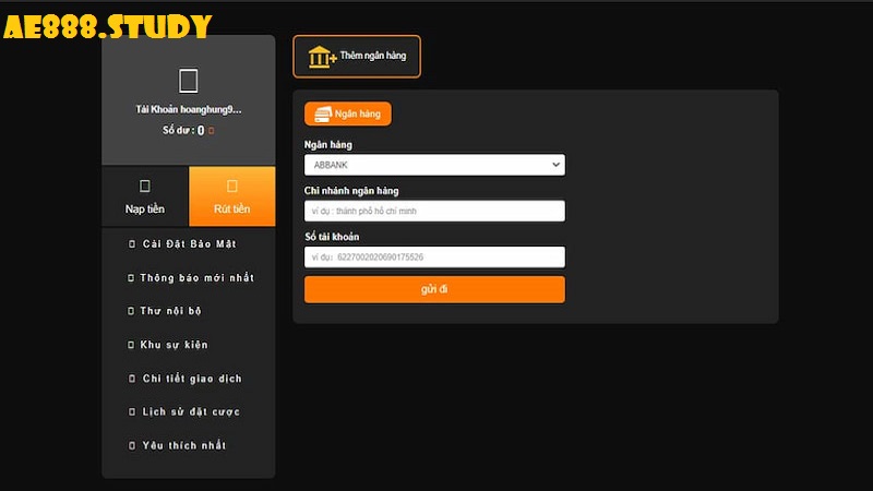 Hướng dẫn cách rút tiền tại nhà cái AE888